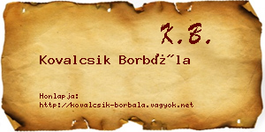 Kovalcsik Borbála névjegykártya